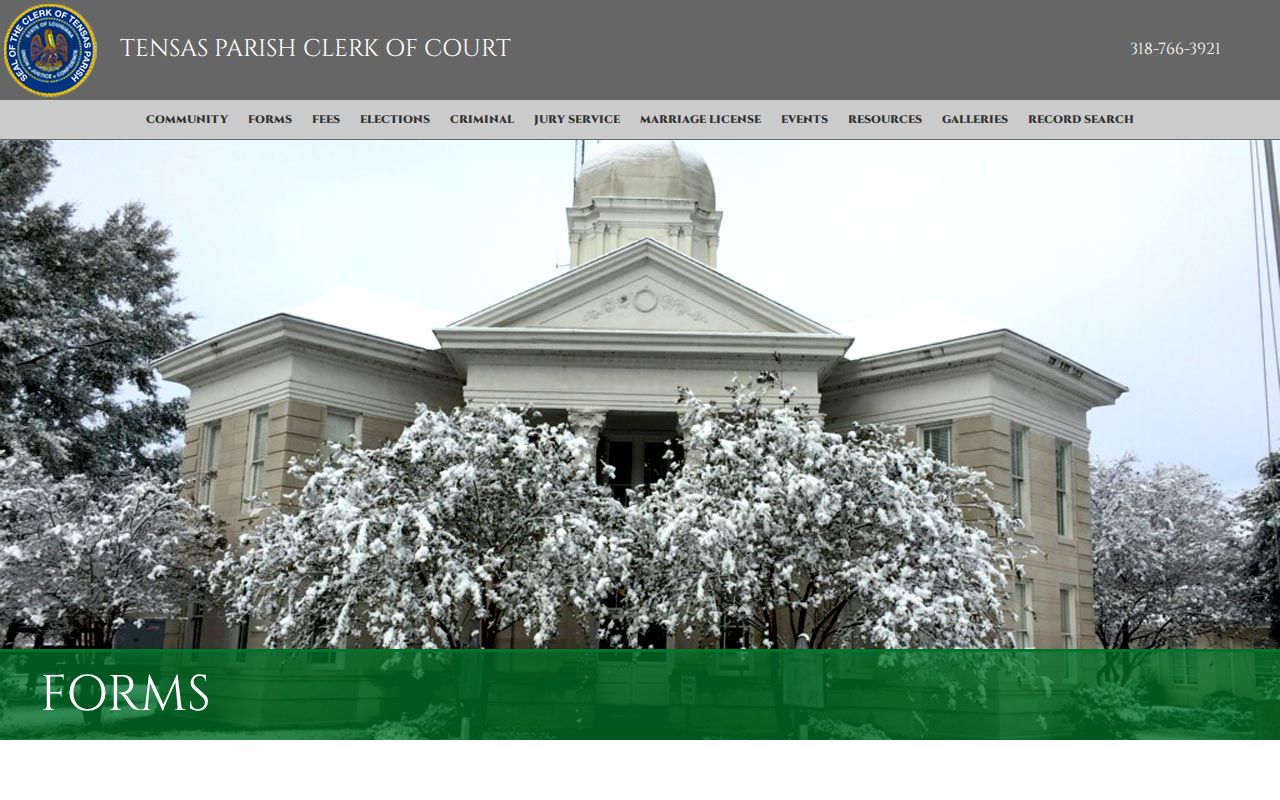 Tensas Parish court records Clerk of Court forms page