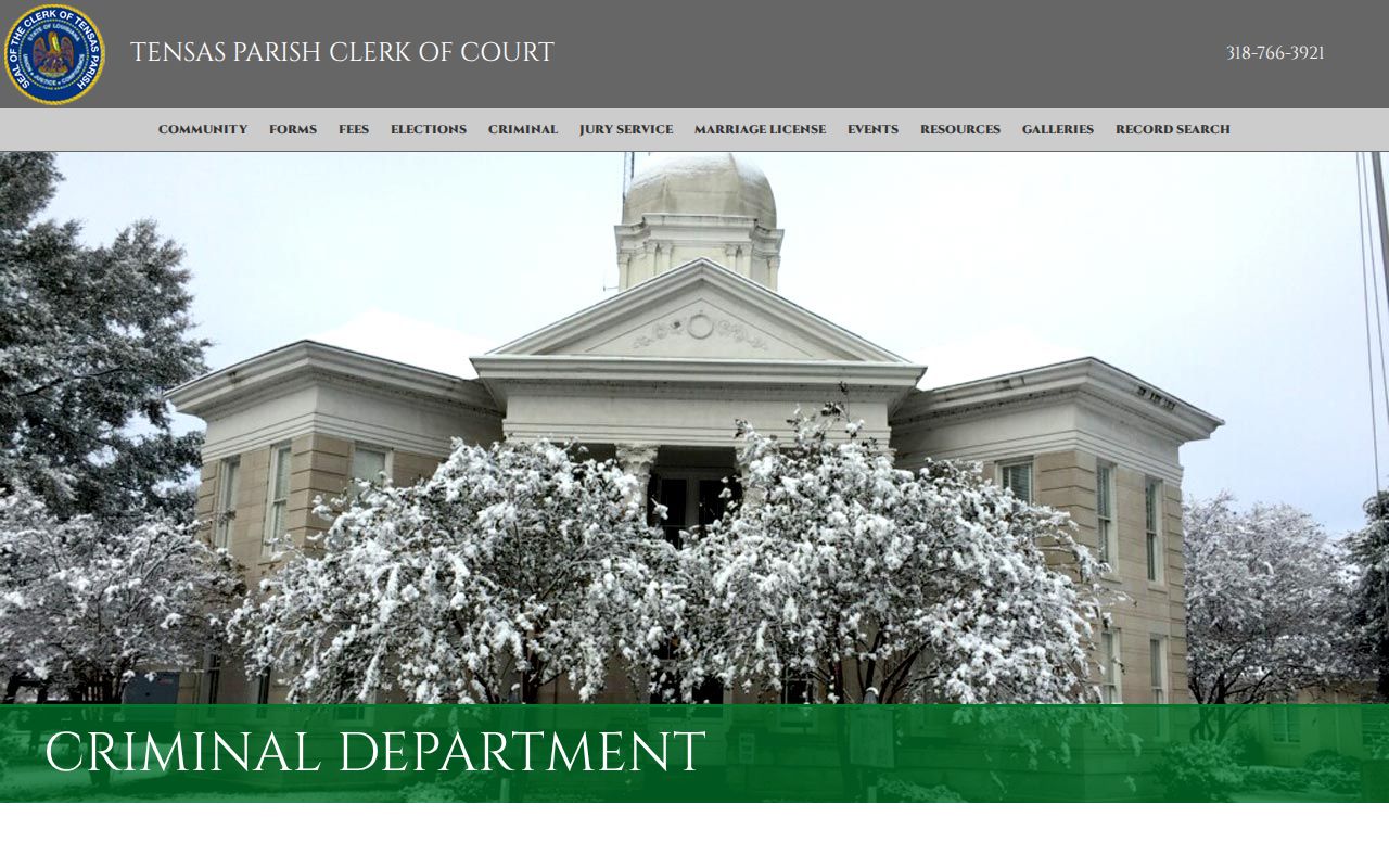 Tensas Parish criminal docket clerk criminal department page