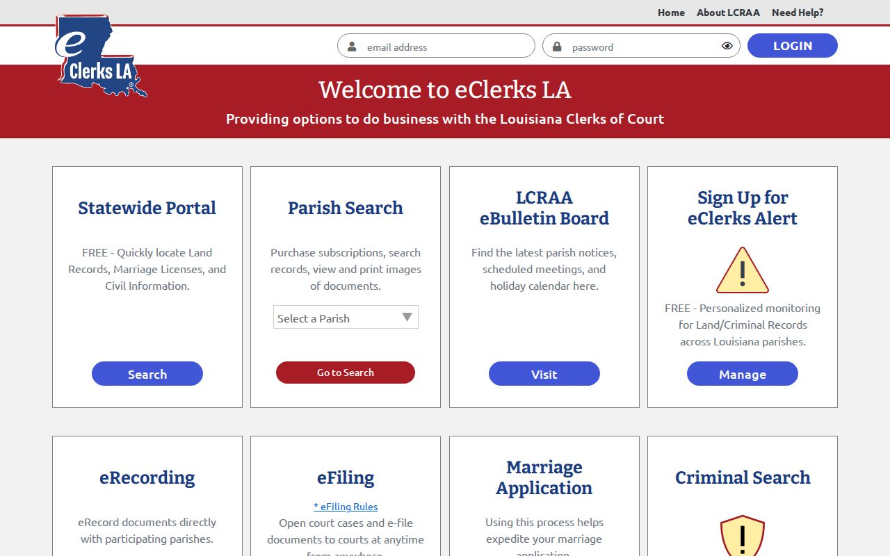 Tensas Parish court docket statewide eClerks portal options