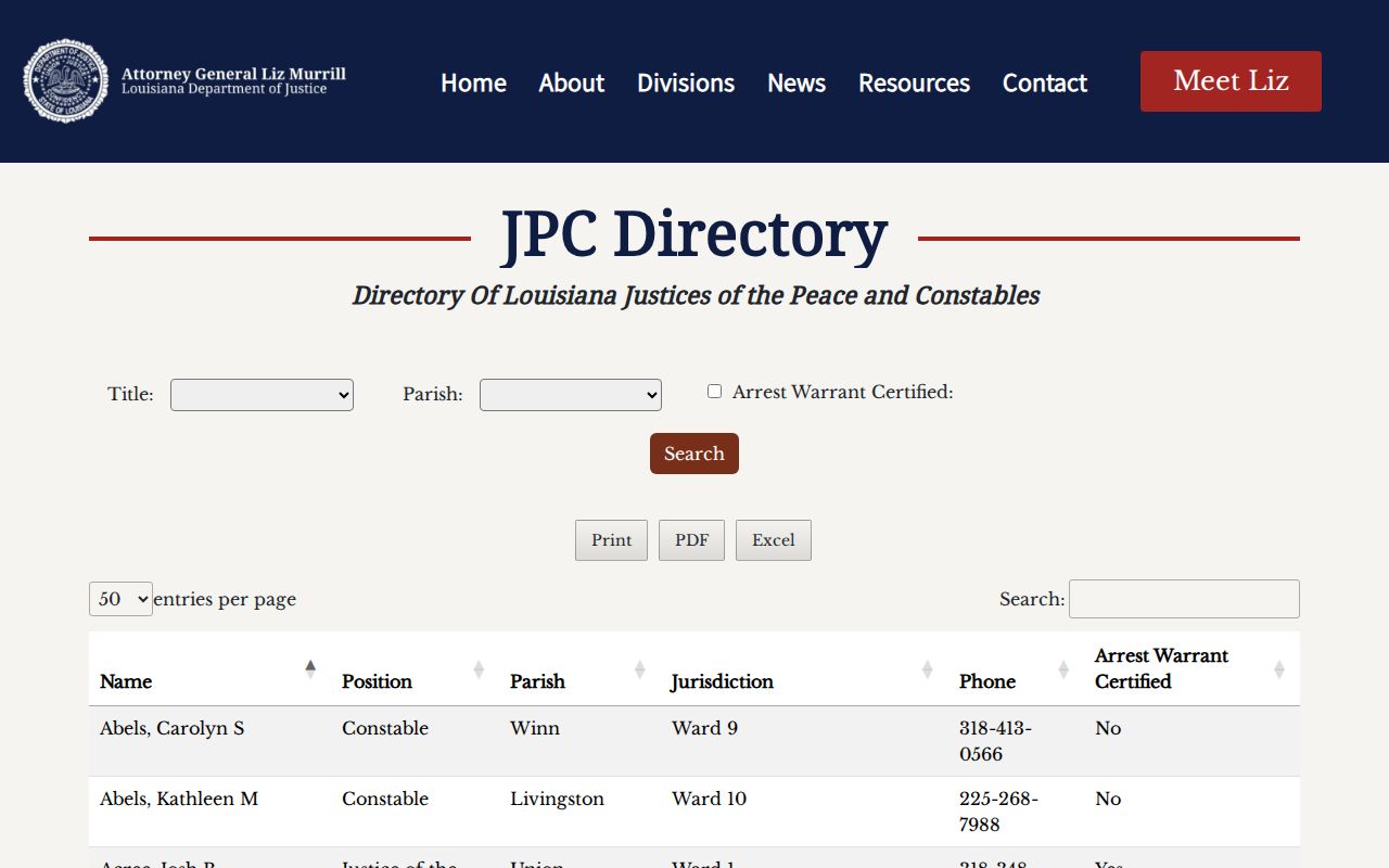 Tensas Parish traffic court records Justice of the Peace directory
